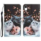 For iPhone XR Colored Drawing Leather Phone Case(3 Cats) - 1