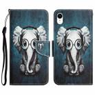 For iPhone XR Colored Drawing Leather Phone Case(Earphone Elephant) - 1