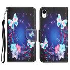 For iPhone XR Colored Drawing Leather Phone Case(Butterfly) - 1