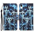 For iPhone XR Colored Drawing Leather Phone Case(Giraffes) - 1