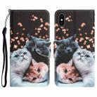 For iPhone X Colored Drawing Leather Phone Case(3 Cats) - 1