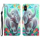 For iPhone X Colored Drawing Leather Phone Case(Elephant) - 1