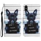 For iPhone X Colored Drawing Leather Phone Case(Black Dog) - 1
