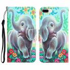 Colored Drawing Leather Phone Case For iPhone 7 Plus / 8 Plus(Elephant) - 1