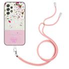 For Samsung Galaxy A23 5G Bronzing Butterfly Flower TPU Phone Case with Lanyard(Peach Blossoms) - 1