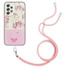 For Samsung Galaxy A23 5G Bronzing Butterfly Flower TPU Phone Case with Lanyard(Peony) - 1