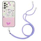 For Samsung Galaxy A32 5G Bronzing Butterfly Flower TPU Phone Case with Lanyard(Cherry Blossoms) - 1