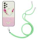 For Samsung Galaxy A32 5G Bronzing Butterfly Flower TPU Phone Case with Lanyard(Rose Heart) - 1