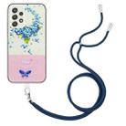For Samsung Galaxy A52 5G / 4G / A52s Bronzing Butterfly Flower TPU Phone Case with Lanyard(Hydrangea) - 1