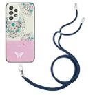 For Samsung Galaxy A72 5G / 4G Bronzing Butterfly Flower TPU Phone Case with Lanyard(Peacock Flower) - 1