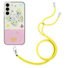 For Samsung Galaxy S21 5G Bronzing Butterfly Flower TPU Phone Case with Lanyard(Colorful Butterfly) - 1