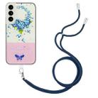 For Samsung Galaxy S21 5G Bronzing Butterfly Flower TPU Phone Case with Lanyard(Hydrangea) - 1