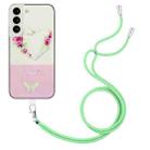 For Samsung Galaxy S21+ 5G Bronzing Butterfly Flower TPU Phone Case with Lanyard(Rose Heart) - 1