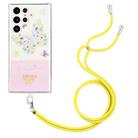 For Samsung Galaxy S22 Ultra 5G Bronzing Butterfly Flower TPU Phone Case with Lanyard(Colorful Butterfly) - 1