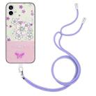 For Nothing Phone 1 Bronzing Butterfly Flower TPU Phone Case with Lanyard(Cherry Blossoms) - 1