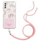 For Motorola Moto G42 Bronzing Butterfly Flower TPU Phone Case with Lanyard(Peony) - 1