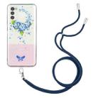 For Motorola Moto G42 Bronzing Butterfly Flower TPU Phone Case with Lanyard(Hydrangea) - 1