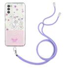 For Motorola Moto G42 Bronzing Butterfly Flower TPU Phone Case with Lanyard(Cherry Blossoms) - 1