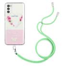 For Motorola Moto G42 Bronzing Butterfly Flower TPU Phone Case with Lanyard(Rose Heart) - 1