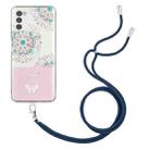 For Motorola Moto G42 Bronzing Butterfly Flower TPU Phone Case with Lanyard(Peacock Flower) - 1