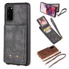 For Galaxy S20 Vertical Flip Shockproof Leather Protective Case with Long Rope, Support Card Slots & Bracket & Photo Holder & Wallet Function(Gray) - 1