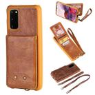 For Galaxy S20 Vertical Flip Shockproof Leather Protective Case with Long Rope, Support Card Slots & Bracket & Photo Holder & Wallet Function(Brown) - 1