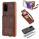 For Galaxy S20+ Vertical Flip Shockproof Leather Protective Case with Long Rope, Support Card Slots & Bracket & Photo Holder & Wallet Function(Coffee) - 1