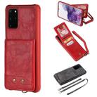 For Galaxy S20+ Vertical Flip Shockproof Leather Protective Case with Long Rope, Support Card Slots & Bracket & Photo Holder & Wallet Function(Red) - 1