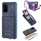 For Galaxy S20+ Vertical Flip Shockproof Leather Protective Case with Long Rope, Support Card Slots & Bracket & Photo Holder & Wallet Function(Blue) - 1