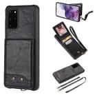 For Galaxy S20+ Vertical Flip Shockproof Leather Protective Case with Long Rope, Support Card Slots & Bracket & Photo Holder & Wallet Function(Black) - 1