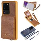 For Galaxy S20 Ultra Vertical Flip Shockproof Leather Protective Case with Long Rope, Support Card Slots & Bracket & Photo Holder & Wallet Function(Brown) - 1