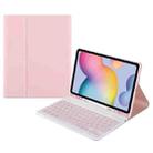 A7 Square Cap Bluetooth Keyboard Leather Case with Pen Slot For Samsung Galaxy Tab S7(Pink) - 1