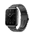 For OPPO Watch 3 Three-bead Flat Buckle Stainless Steel Watch Band(Black) - 1