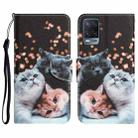 For OPPO A16 Colored Drawing Leather Phone Case(3 Cats) - 1