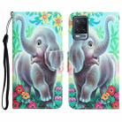 For OPPO A16 Colored Drawing Leather Phone Case(Elephant) - 1