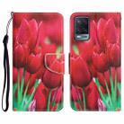 For OPPO A16 Colored Drawing Leather Phone Case(Tulips) - 1