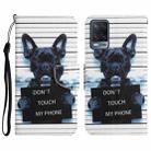 For OPPO A16 Colored Drawing Leather Phone Case(Black Dog) - 1