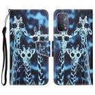 For OPPO A93 5G Colored Drawing Leather Phone Case(Giraffes) - 1