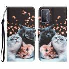 For OPPO A93 5G Colored Drawing Leather Phone Case(3 Cats) - 1