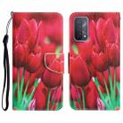 For OPPO A93 5G Colored Drawing Leather Phone Case(Tulips) - 1