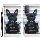 For OPPO A93 5G Colored Drawing Leather Phone Case(Black Dog) - 1