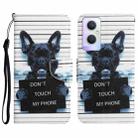 For OPPO A96 5G Colored Drawing Leather Phone Case(Black Dog) - 1