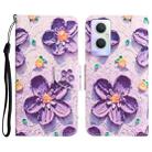 For OPPO A96 5G Colored Drawing Leather Phone Case(Purple Flower) - 1