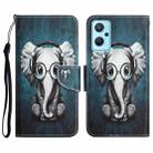 For Realme 9i / OPPO A96 4G Colored Drawing Leather Phone Case(Earphone Elephant) - 1