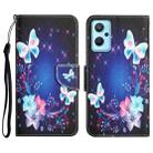 For Realme 9i / OPPO A96 4G Colored Drawing Leather Phone Case(Blue Butterfly) - 1