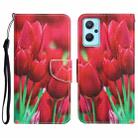 For Realme 9i / OPPO A96 4G Colored Drawing Leather Phone Case(Tulips) - 1