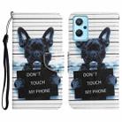 For Realme 9i / OPPO A96 4G Colored Drawing Leather Phone Case(Black Dog) - 1