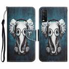For vivo Y20 / Y12s Colored Drawing Leather Phone Case(Earphone Elephant) - 1