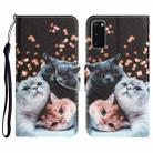 For Samsung Galaxy S20 Colored Drawing Leather Phone Case(3 Cats) - 1