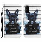 For Samsung Galaxy S20 Colored Drawing Leather Phone Case(Black Dog) - 1